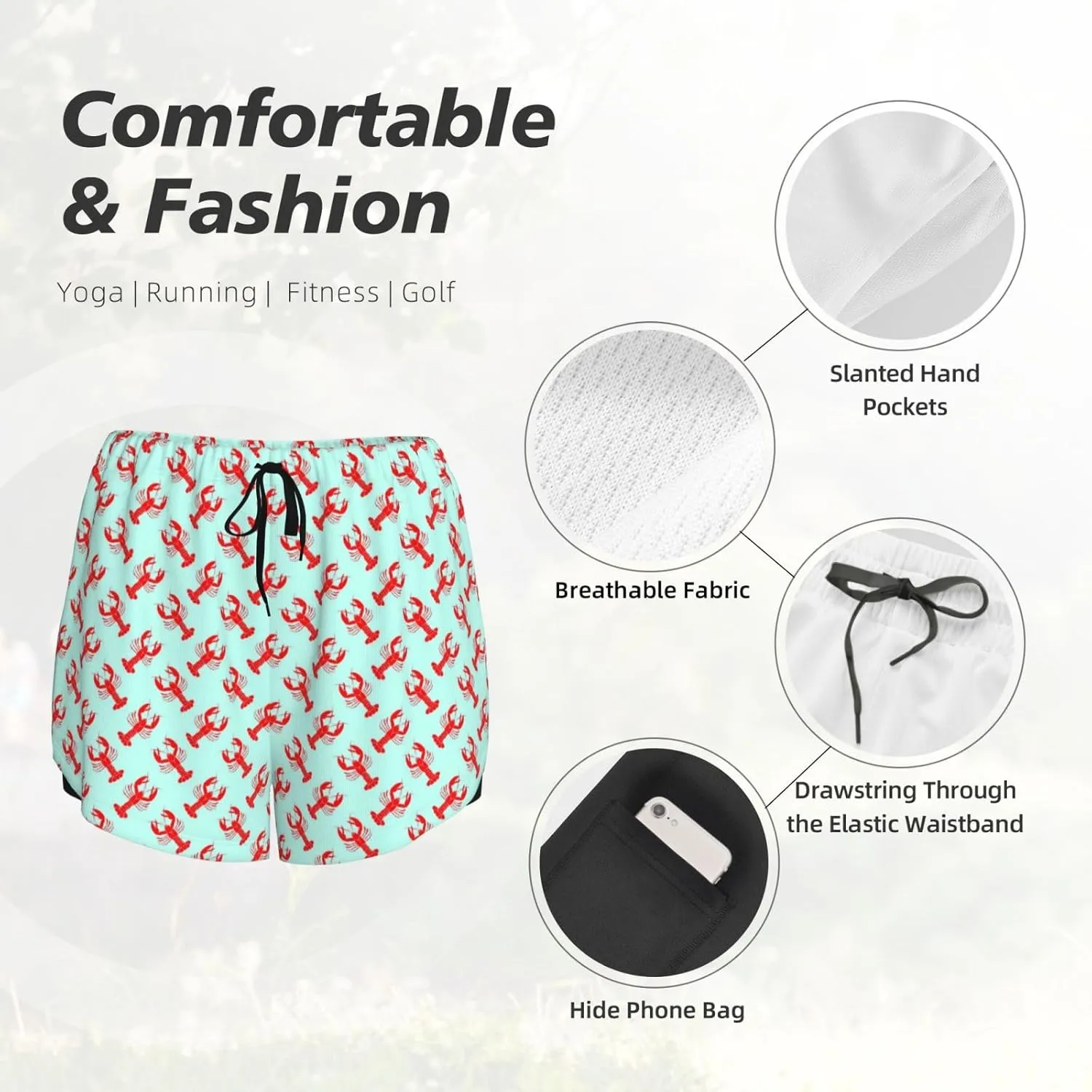 Women's Running Shorts with Liner Pockets, Soft Ultra Stretch Yoga Pants Leggings for Fitness Running