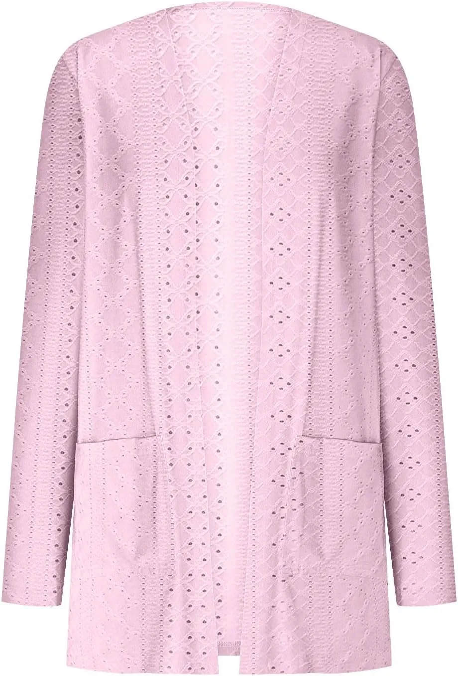Womens Summer Eyelet Cardigans Long Sleeve Lightweight Open Front Cover Up Boho Summer Beach Coverups with Pockets