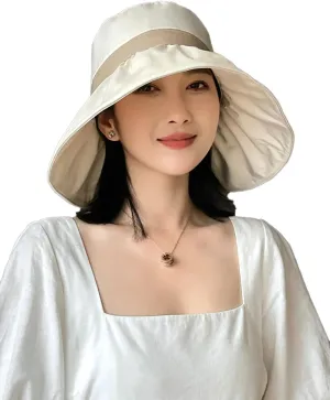 Women's Sun Hat Summer Sun Protection Large Brim Bucket Hat Sun Hat Outdoor Beach Hat Fisherman Hat Foldable UV Protection