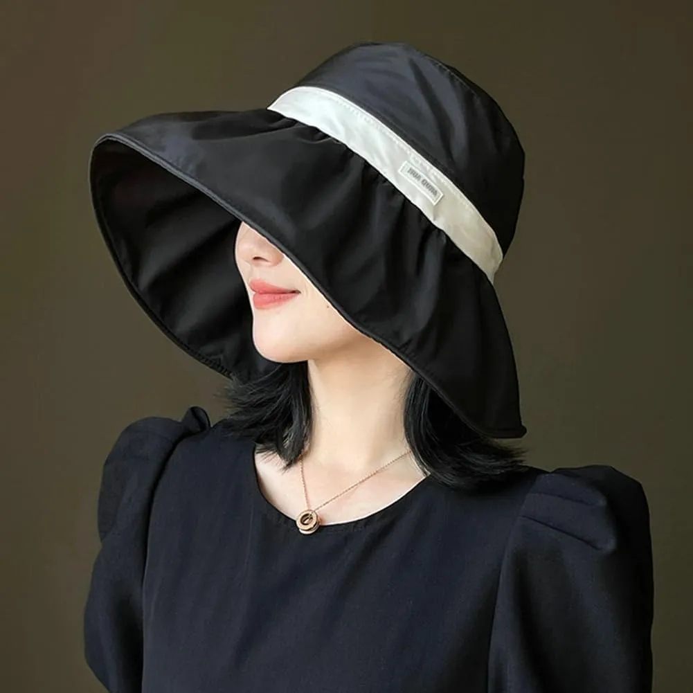 Women's Sun Hat Summer Sun Protection Large Brim Bucket Hat Sun Hat Outdoor Beach Hat Fisherman Hat Foldable UV Protection