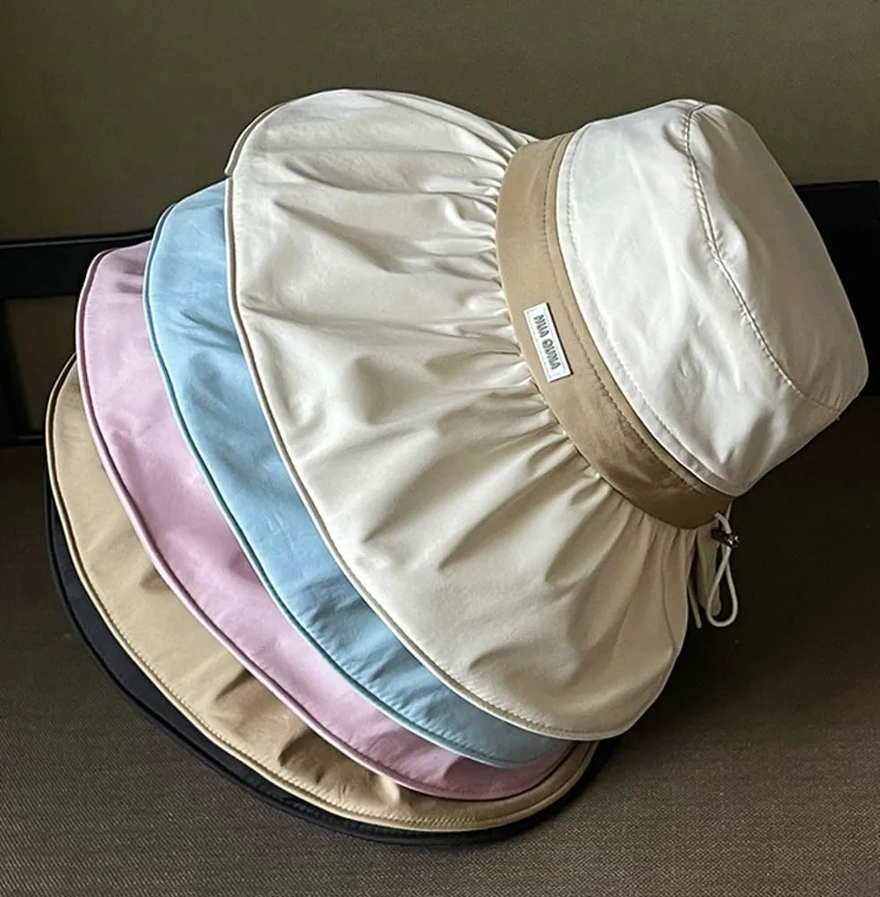 Women's Sun Hat Summer Sun Protection Large Brim Bucket Hat Sun Hat Outdoor Beach Hat Fisherman Hat Foldable UV Protection