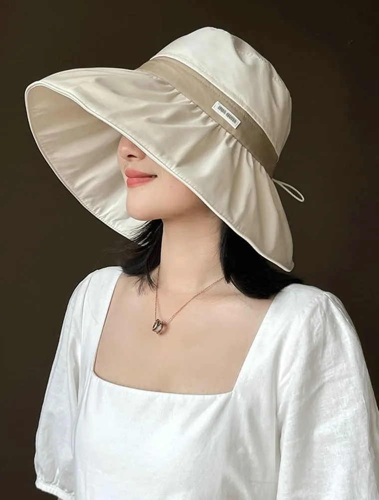 Women's Sun Hat Summer Sun Protection Large Brim Bucket Hat Sun Hat Outdoor Beach Hat Fisherman Hat Foldable UV Protection