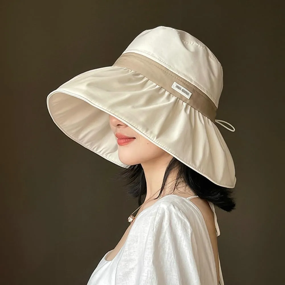 Women's Sun Hat Summer Sun Protection Large Brim Bucket Hat Sun Hat Outdoor Beach Hat Fisherman Hat Foldable UV Protection