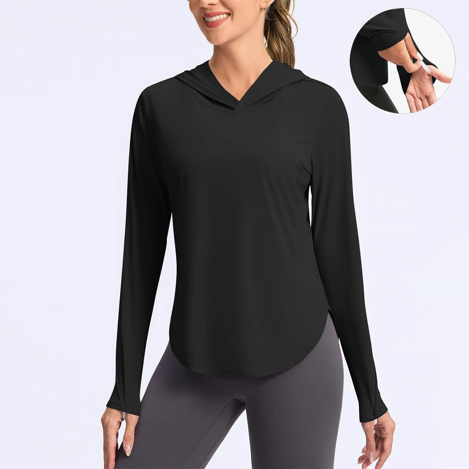 Women's Sun Protection Hoodie UPF 50  Fishing Hiking Shirt Long Sleeve SPF Shirts Lightweight Cooling Rash Guard Tees