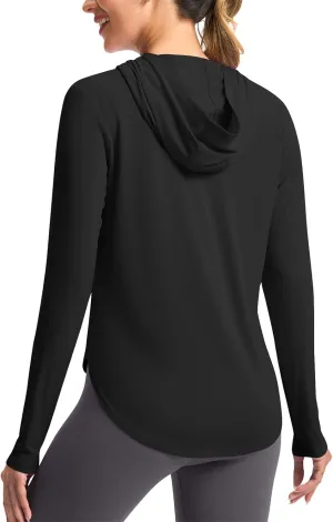 Women's Sun Protection Hoodie UPF 50  Fishing Hiking Shirt Long Sleeve SPF Shirts Lightweight Cooling Rash Guard Tees