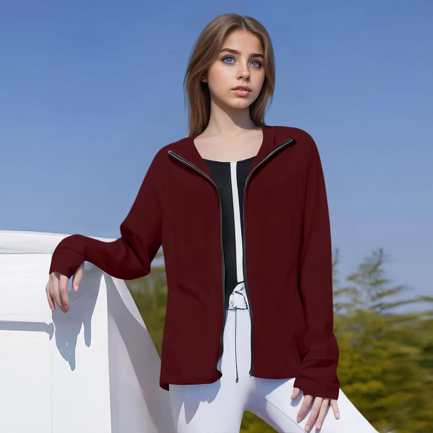 Women's UPF 50  UV Sun Protection Hoodie Jacket Ice Silk Long Sleeve Sun Shirts Summer Outdoor Hiking Cooling Coats