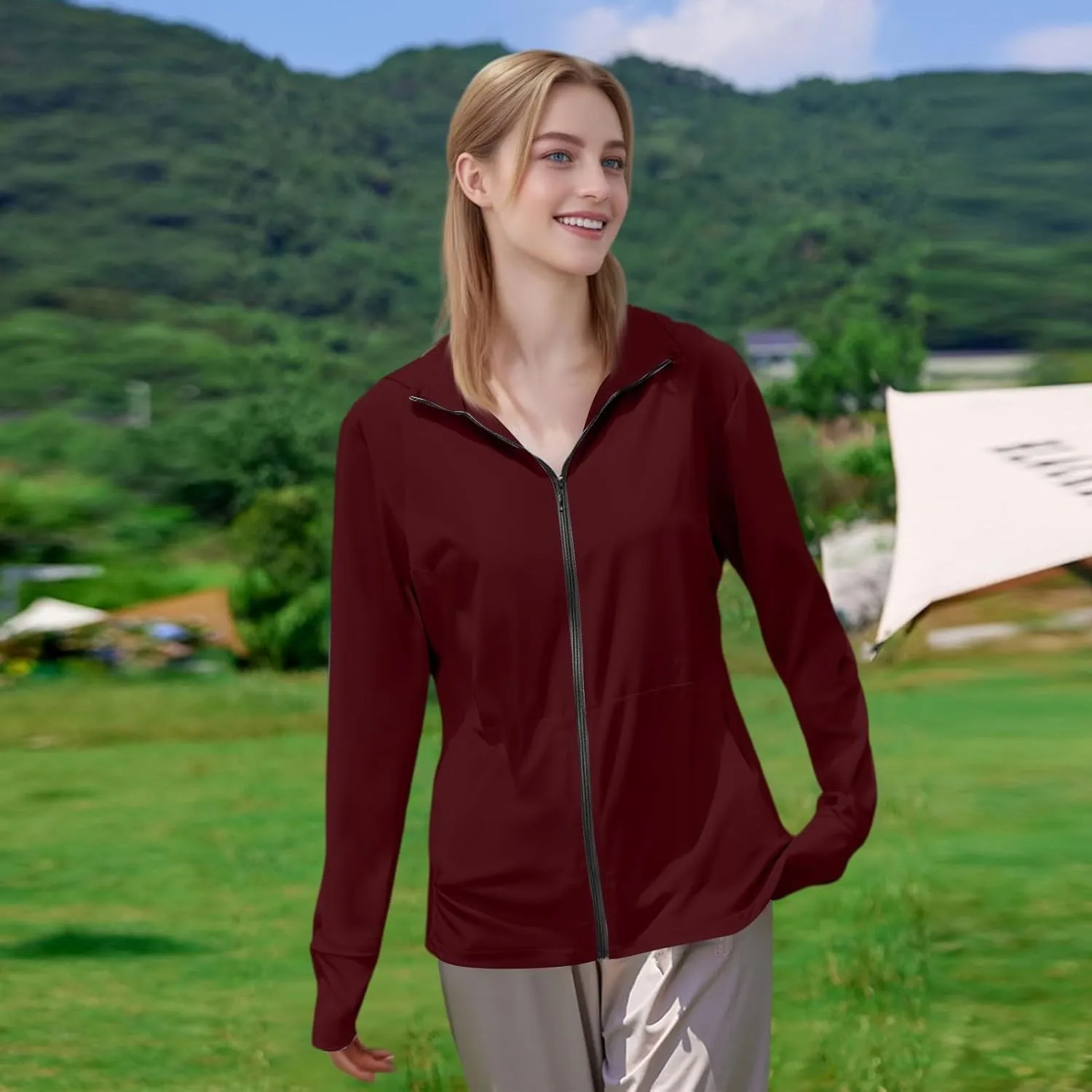 Women's UPF 50  UV Sun Protection Hoodie Jacket Ice Silk Long Sleeve Sun Shirts Summer Outdoor Hiking Cooling Coats