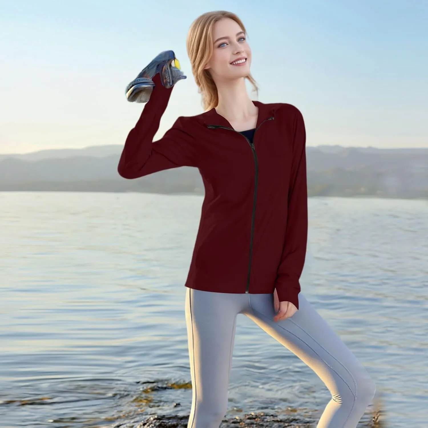 Women's UPF 50  UV Sun Protection Hoodie Jacket Ice Silk Long Sleeve Sun Shirts Summer Outdoor Hiking Cooling Coats