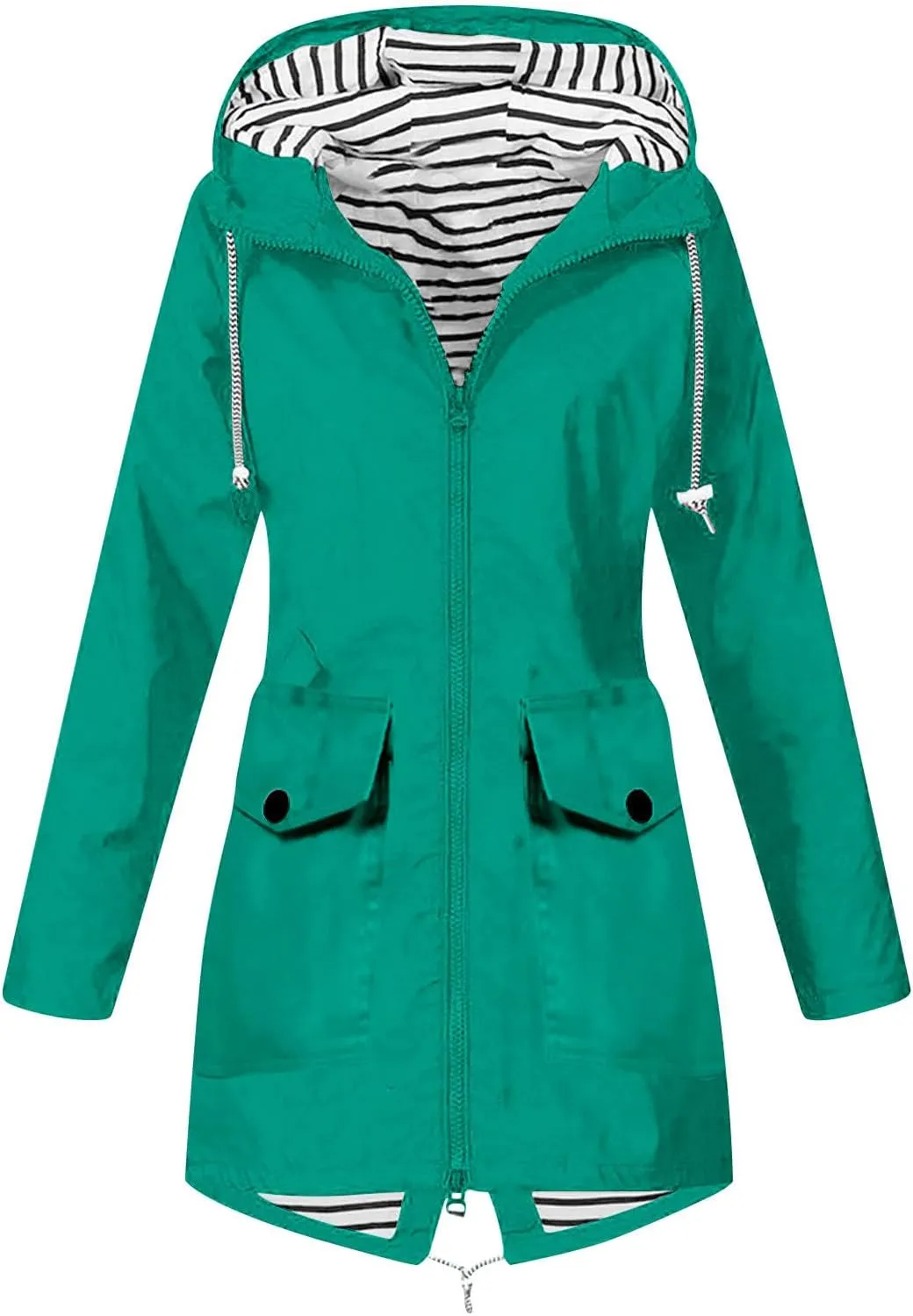 Womens Waterproof Raincoat Lightweight Rain Jacket Hooded Windbreaker Jackets Outdoor Hiking Rain Jackets