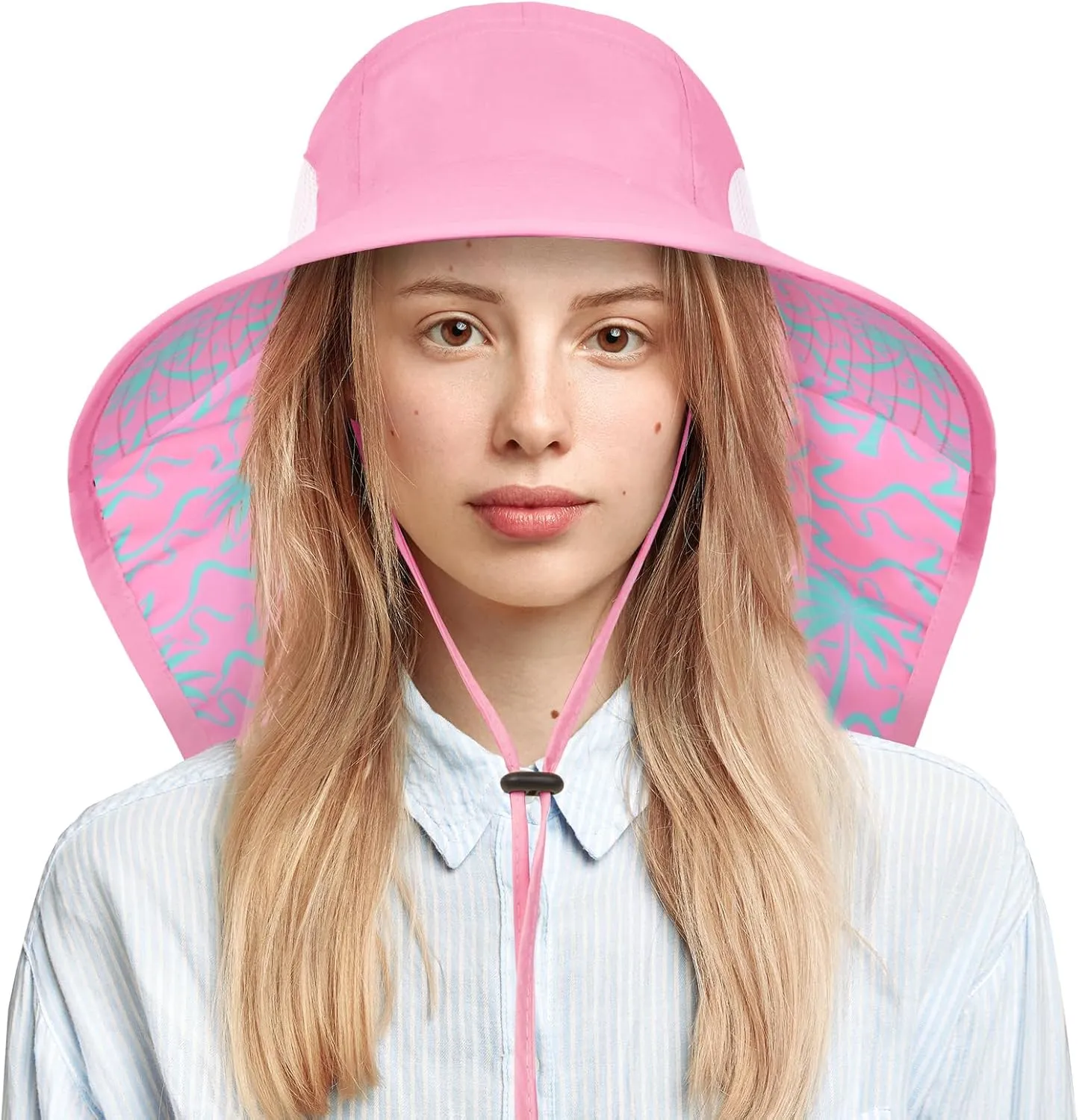 Women's Wide Brim Sun Hat with Neck Flap UPF 50  UV Protection  Lightweight Outdoor Hats for Beach Fishing Hiking