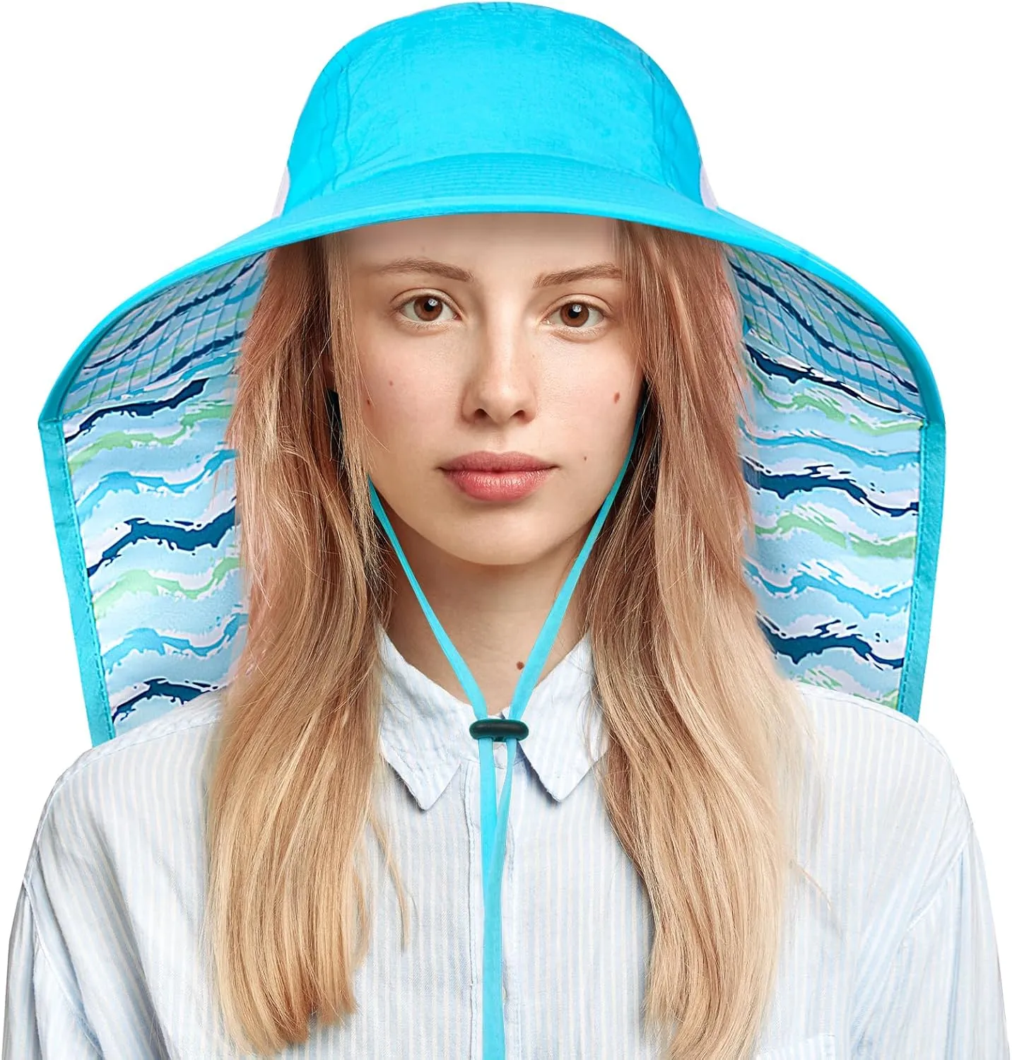 Women's Wide Brim Sun Hat with Neck Flap UPF 50  UV Protection  Lightweight Outdoor Hats for Beach Fishing Hiking