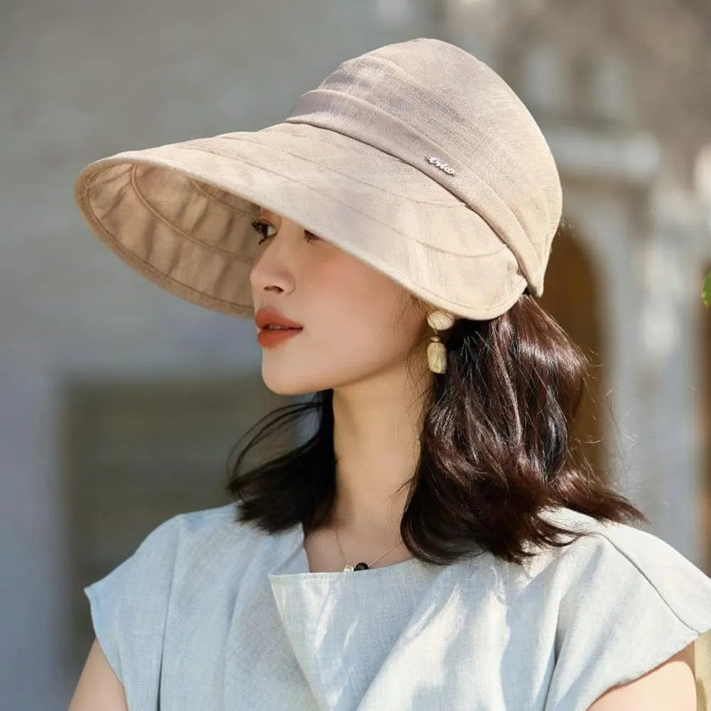 Womens Wide Brim Sun Hats Foldable Adjustable Visor Hat Summer Ponytail Beach Cap UPF 50  UV Protective 2025