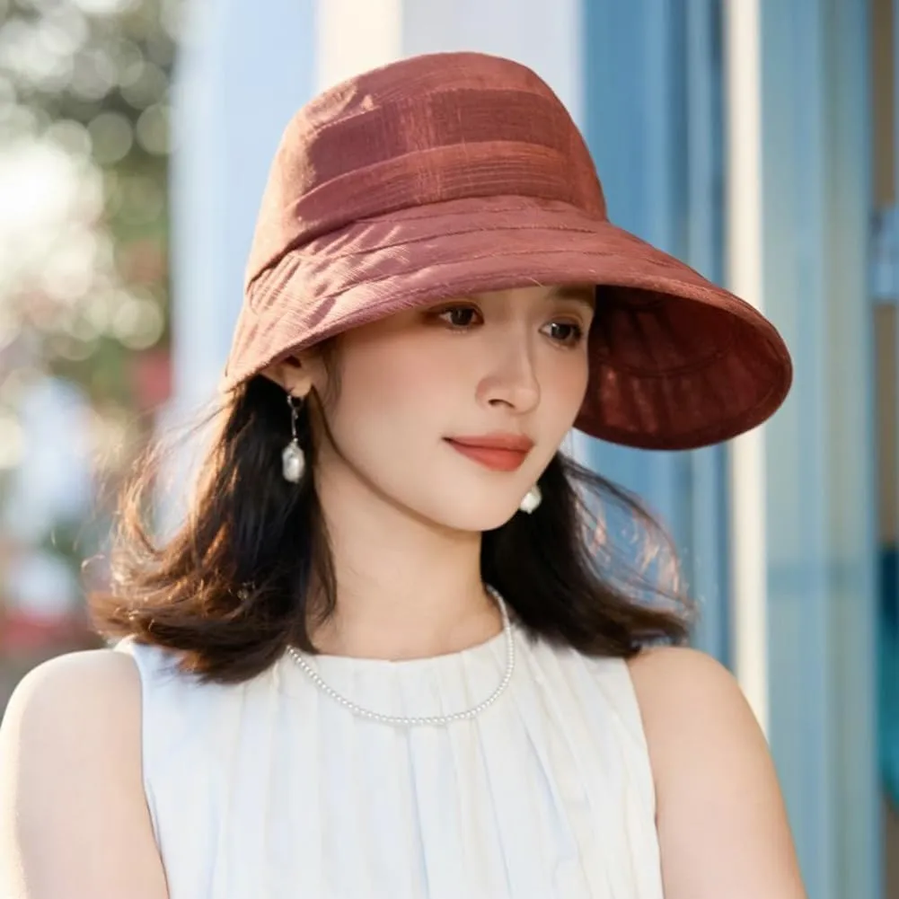 Womens Wide Brim Sun Hats Foldable Adjustable Visor Hat Summer Ponytail Beach Cap UPF 50  UV Protective 2025