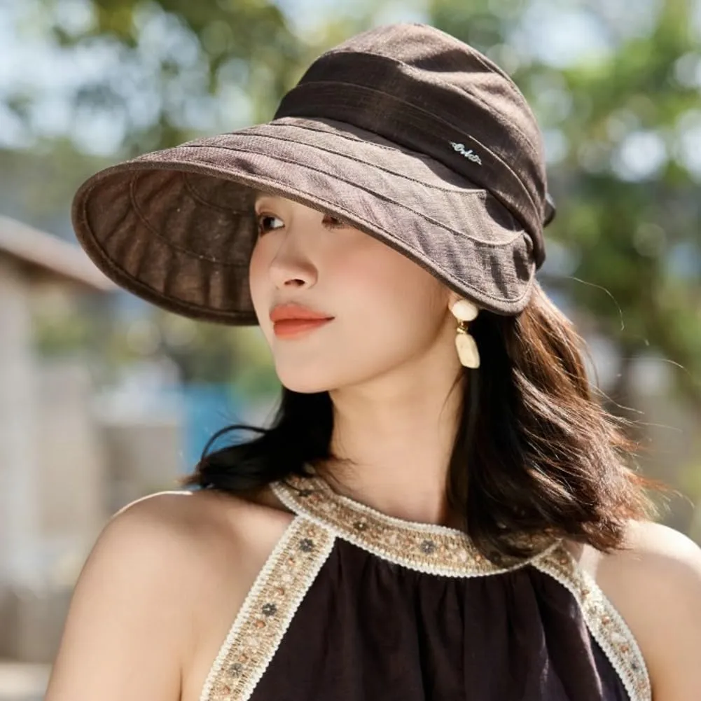 Womens Wide Brim Sun Hats Foldable Adjustable Visor Hat Summer Ponytail Beach Cap UPF 50  UV Protective 2025