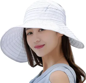 Women's Wide Brim UPF 50  Sun Hat with Ponytail Hole Summer Roll Up Beach Hat Fishing Hat