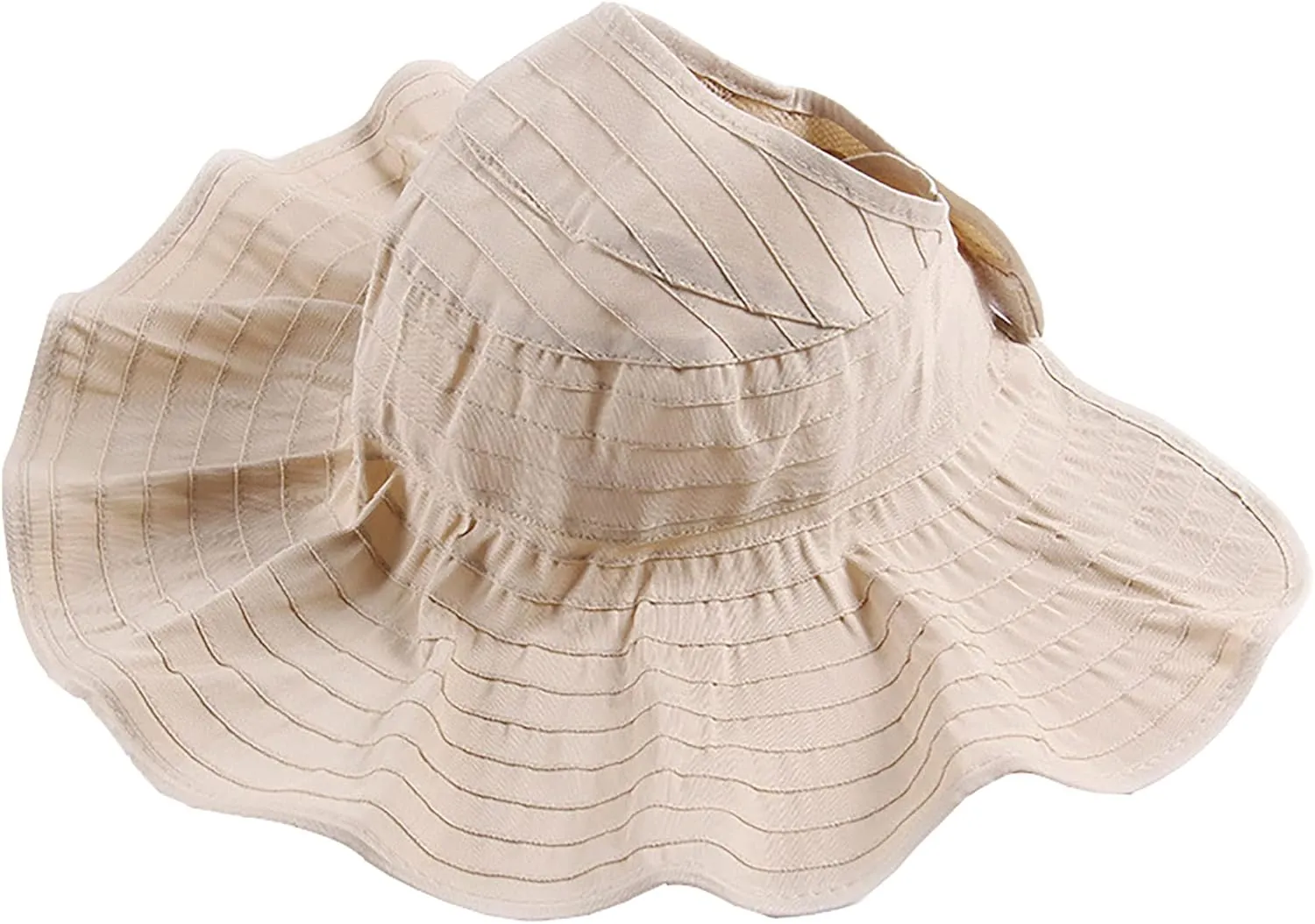 Women's Wide Brim UPF 50  Sun Hat with Ponytail Hole Summer Roll Up Beach Hat Fishing Hat
