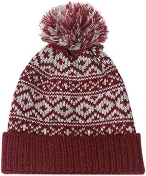 Women's Winter Knit Beanie Hat with Faux Fur Warm Skull Cap Beanies for Women Winter Pompom Beanie Hat