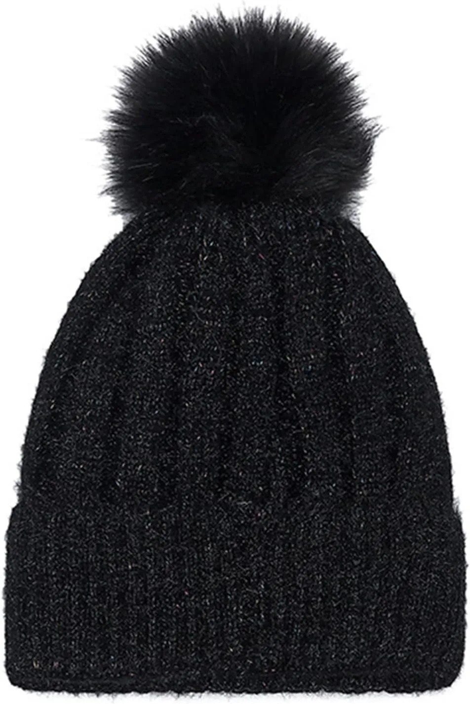 Women's Winter Soft Knit Beanie Hat with Faux Fur Pom Pom Warm Skull Cap Beanies for Women Cold Weather