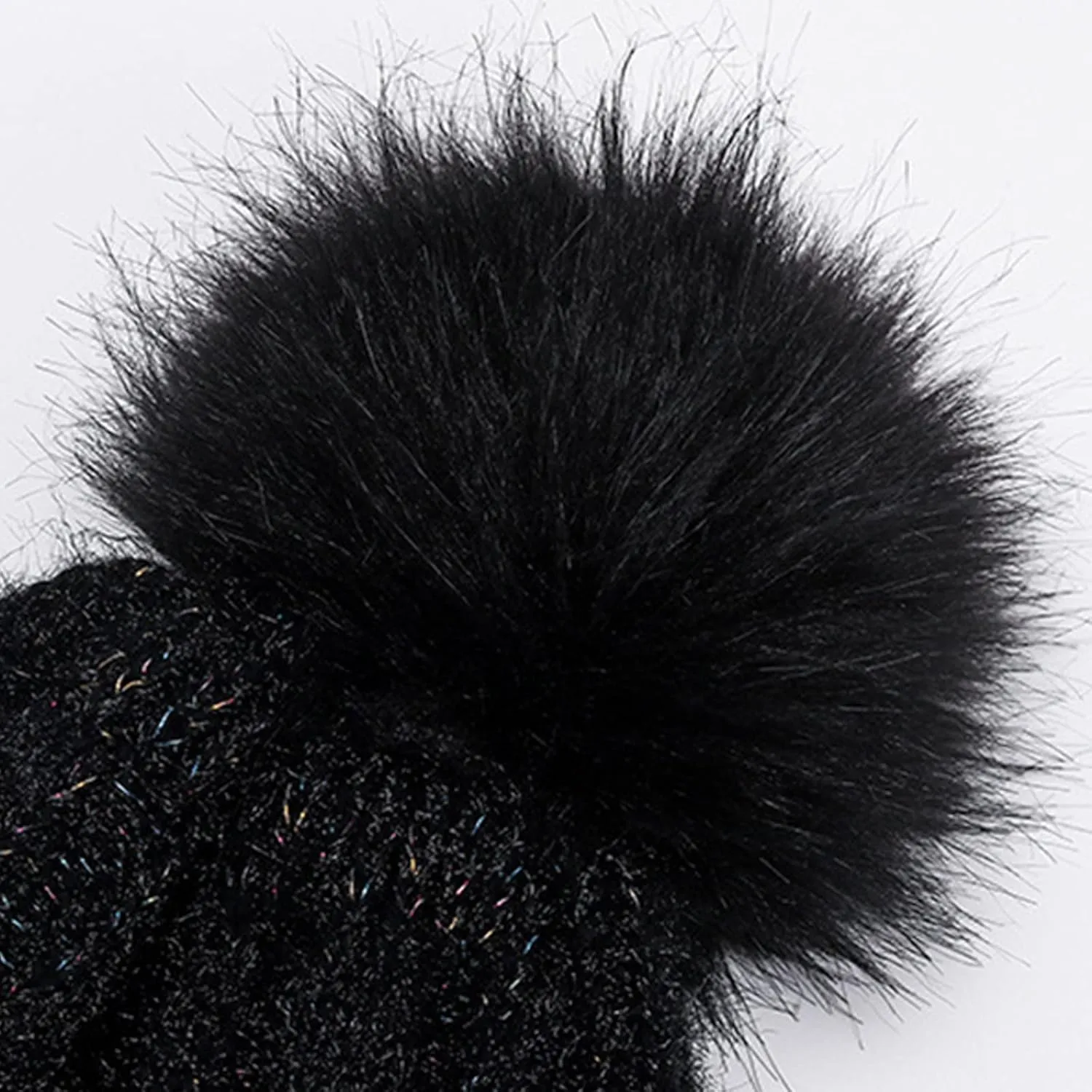 Women's Winter Soft Knit Beanie Hat with Faux Fur Pom Pom Warm Skull Cap Beanies for Women Cold Weather