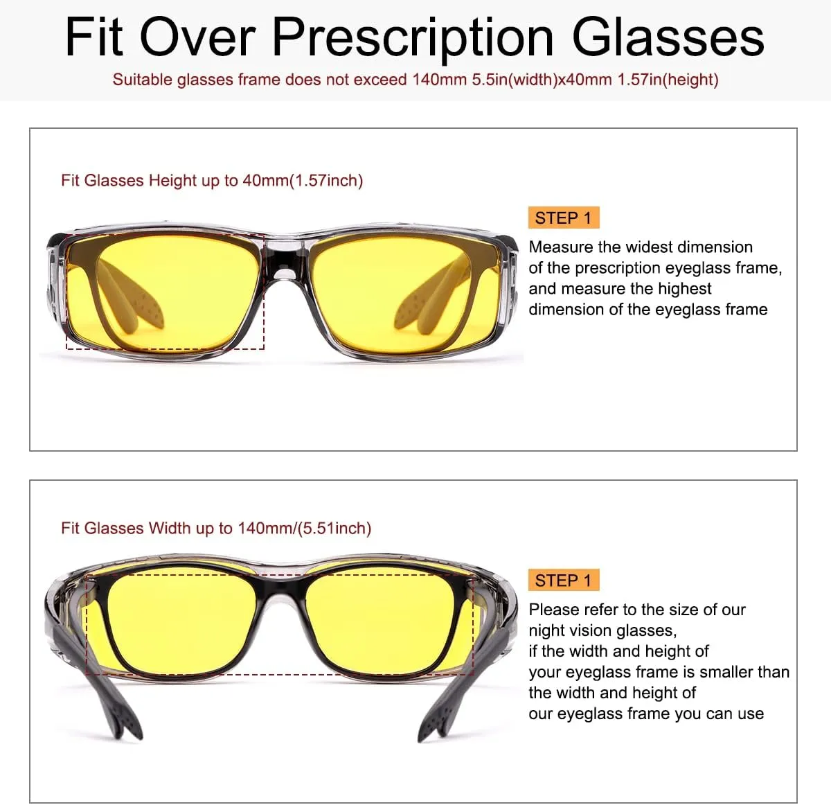 Wrap Around Sunglasses, Polarized Lens Wear Over Prescription Glasses, Fit Over Regular Glasses 100% UV Protection