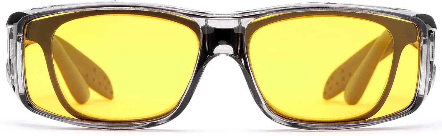 Wrap Around Sunglasses, Polarized Lens Wear Over Prescription Glasses, Fit Over Regular Glasses 100% UV Protection