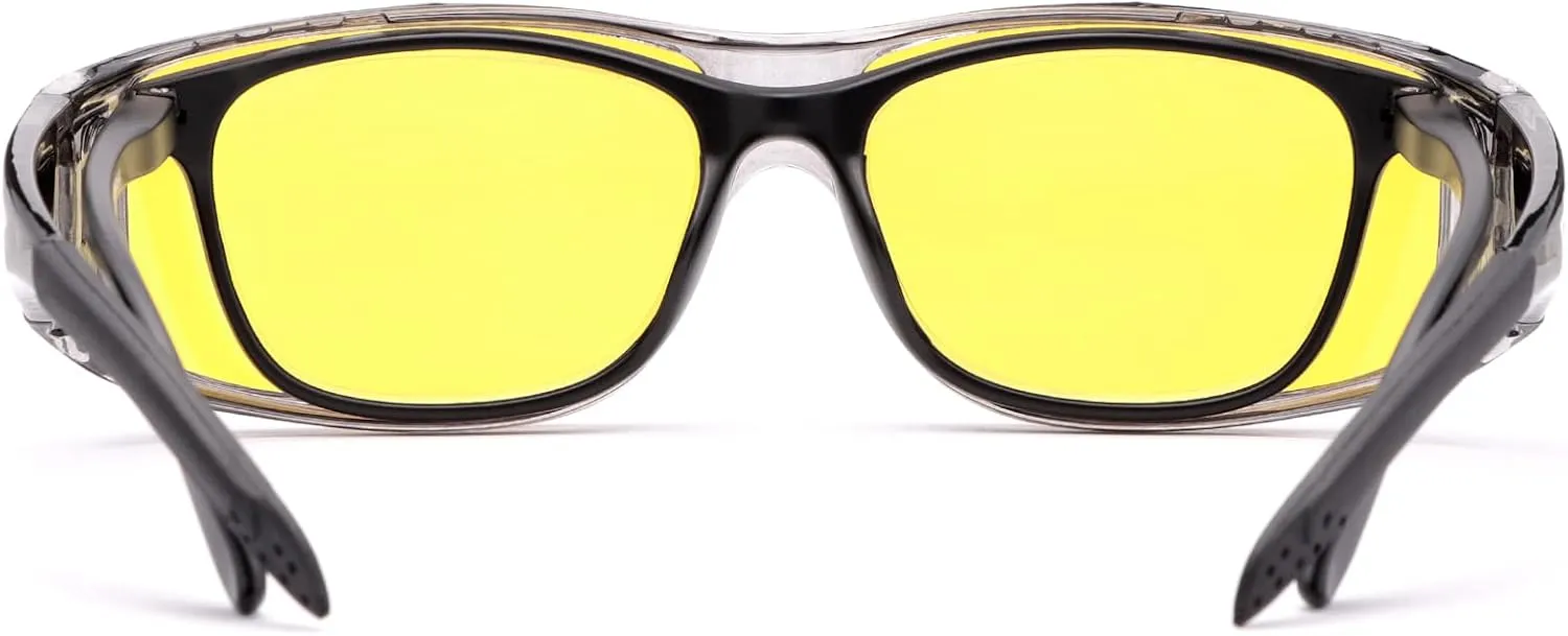 Wrap Around Sunglasses, Polarized Lens Wear Over Prescription Glasses, Fit Over Regular Glasses 100% UV Protection