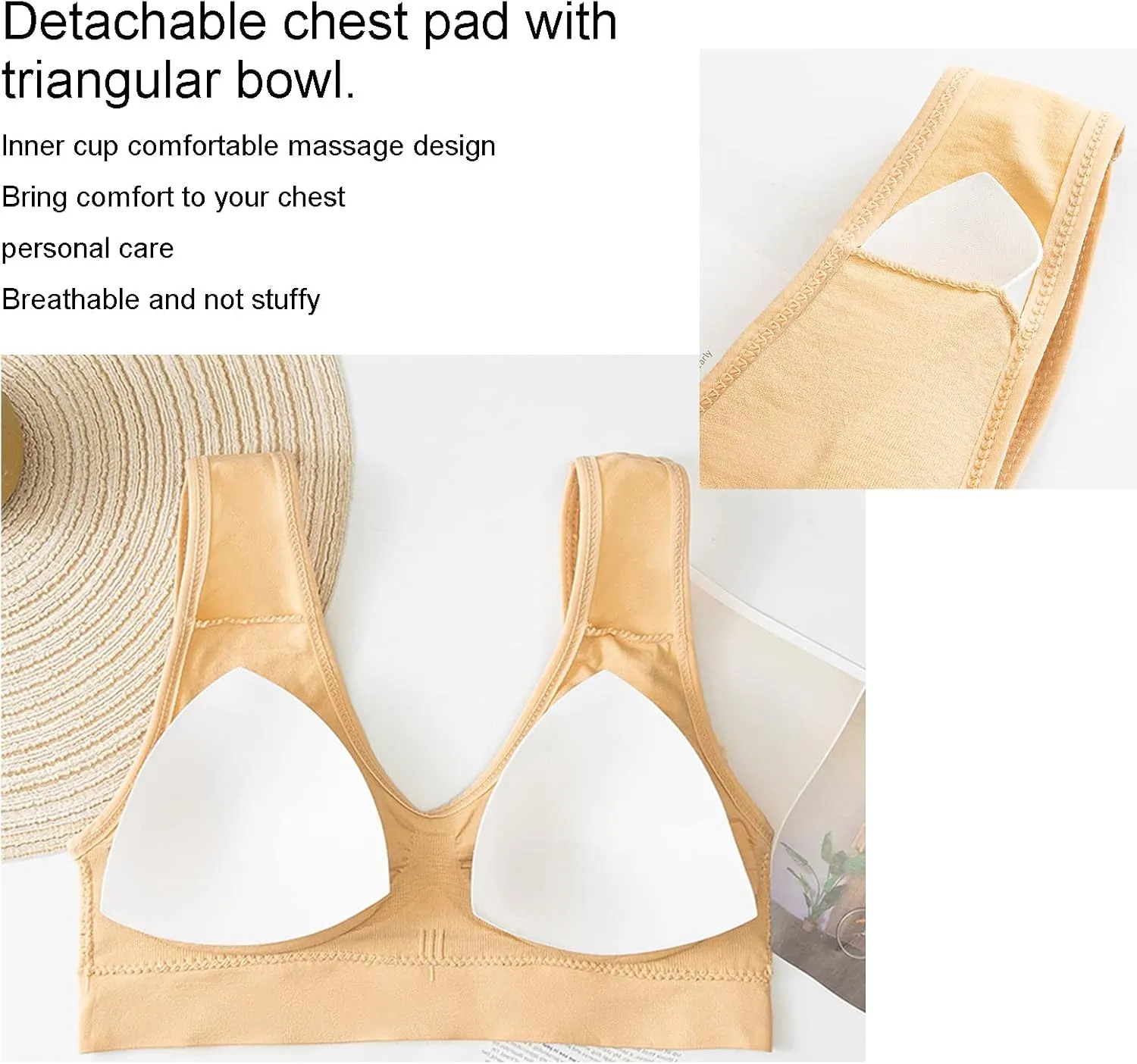 XIRUJNFD Women's Seamless Air Permeable Cooling Comfort Bra, Sleep Bras Air Cooling Bra Sport Yoga Wirefree Bra