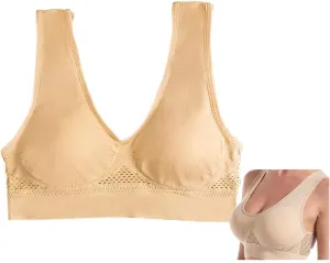 XIRUJNFD Women's Seamless Air Permeable Cooling Comfort Bra, Sleep Bras Air Cooling Bra Sport Yoga Wirefree Bra