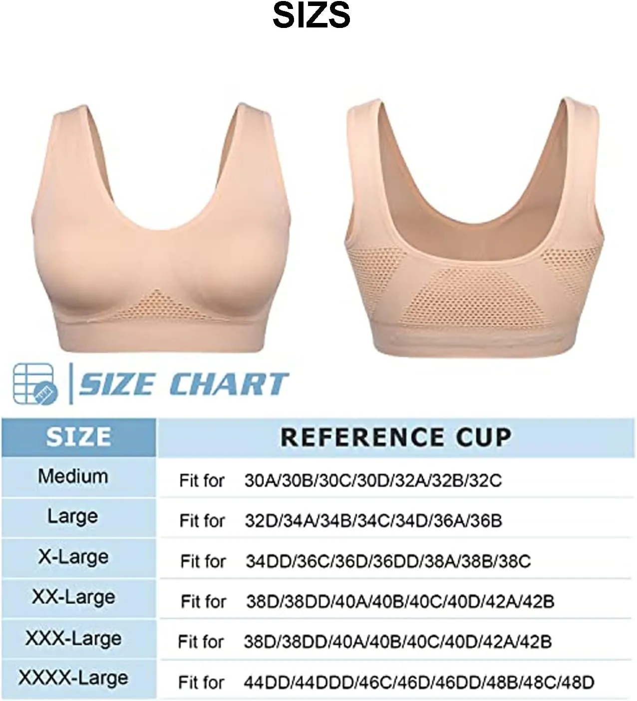 XIRUJNFD Women's Seamless Air Permeable Cooling Comfort Bra, Sleep Bras Air Cooling Bra Sport Yoga Wirefree Bra