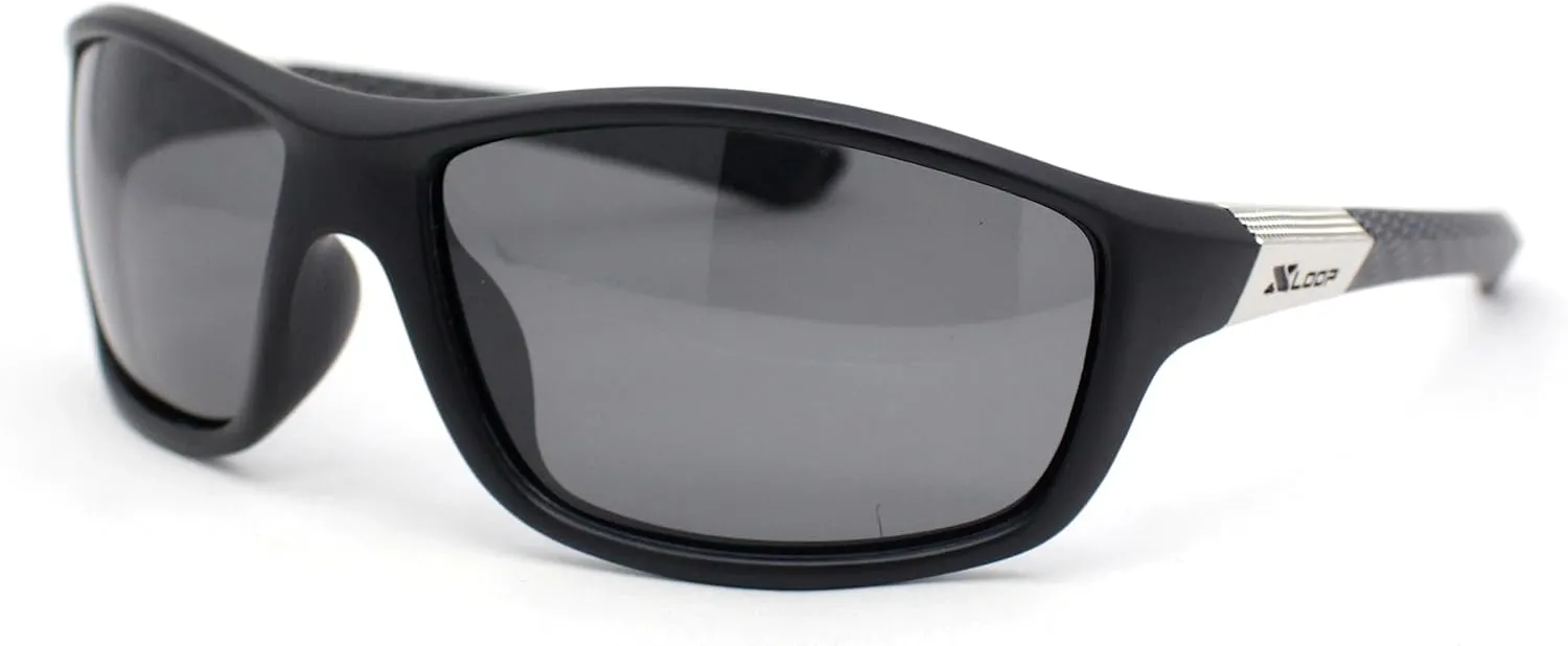 Xloop Polarized Mens Classic 90s Warp Around Sport Plastic Sunglasses