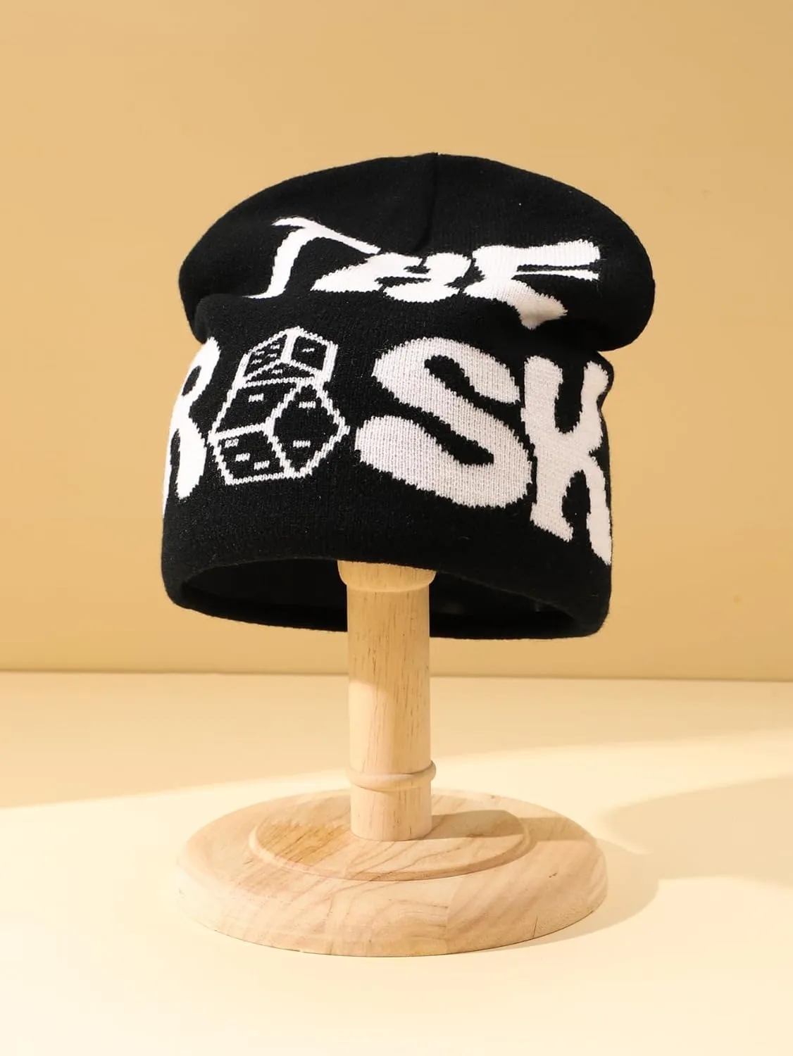 Y2K Beanies Letter Printing Knitted Hat Fashion Hip Hop Trend Beanie Winter Warm Woolen Hat for Women Man Pullover Hat