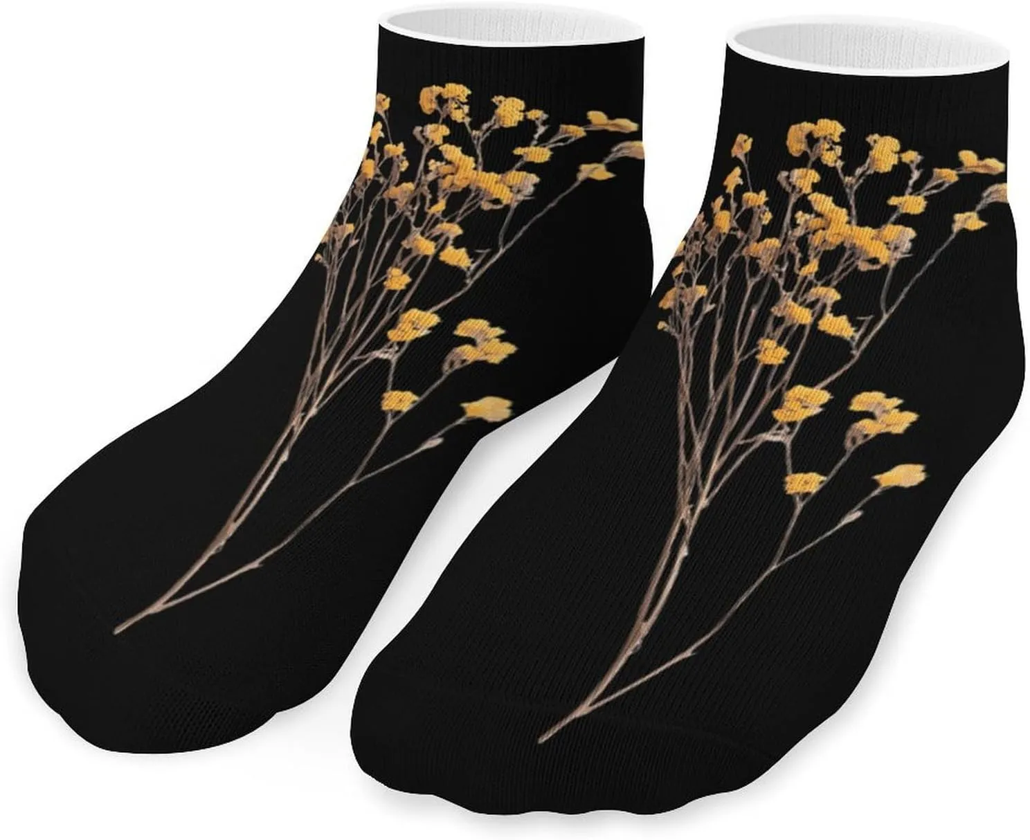 Yellow Dried Flowers Low Cut Ankle Socks Casual Liner Sock Pack Non Slip Invisible For Men Women