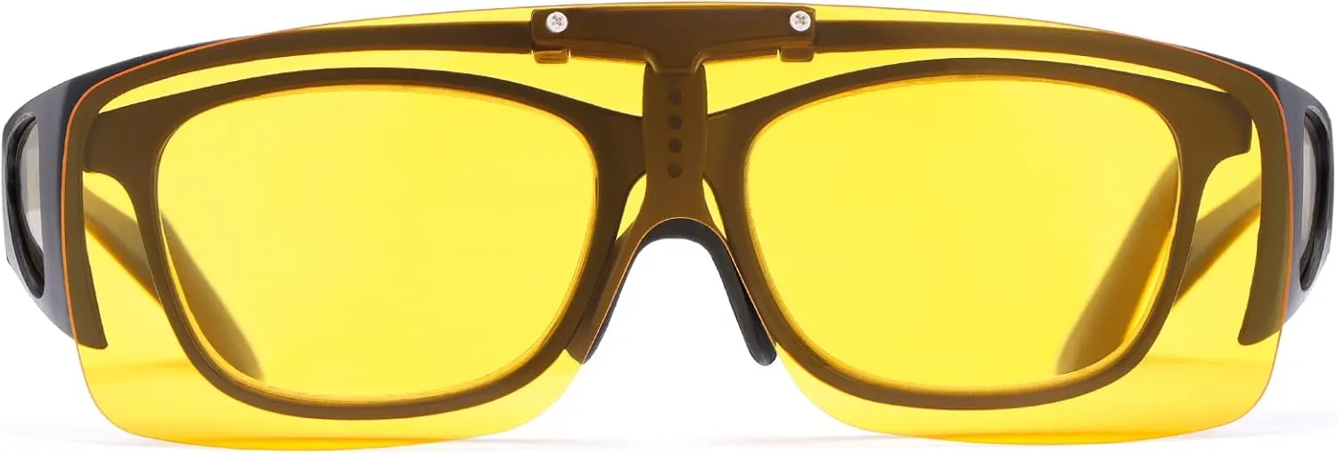 YIMI Fit Over Regular Prescription Glasses with Flip Up Polarized Driving Glasses Shield Wrap Around UV Protection Sunglasses