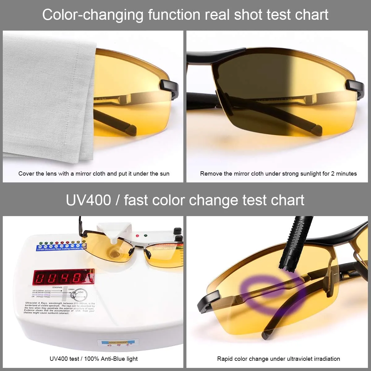 YIMI Mens Polarized Photochromic Sunglasses Outdoor Sports Driving Cycling Glasses Women Anti Glare UV400 lightweight Glasses