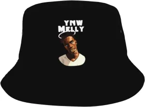 YNW Rapper Melly Bucket Hat Fashion Flat Top Caps Beach Sun Hats Summer Fishing Caps for Men Women Black