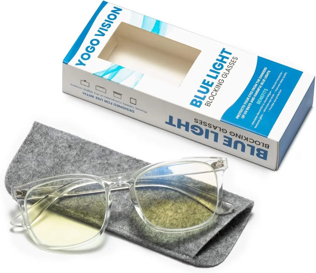 Yogo Vision Blue Light Blocking Computer Glasses Anti Glare Reduce Eyestrain Eyeglasses for Men and Women