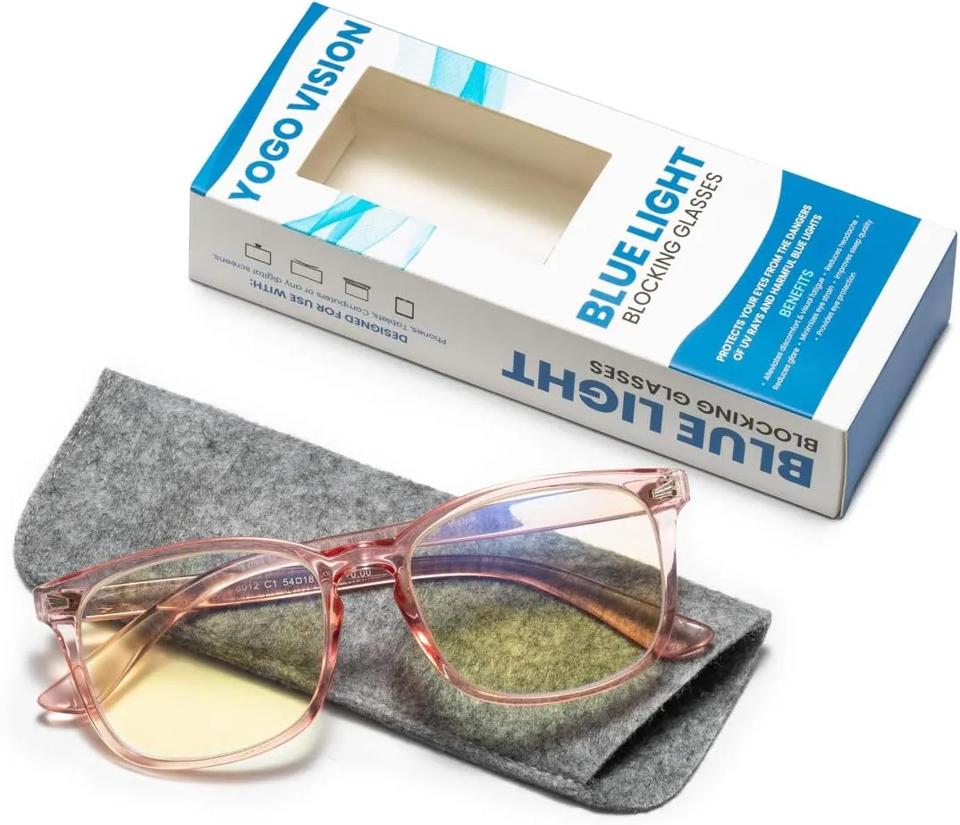 Yogo Vision Blue Light Blocking Computer Glasses Anti Glare Reduce Eyestrain Eyeglasses for Men and Women