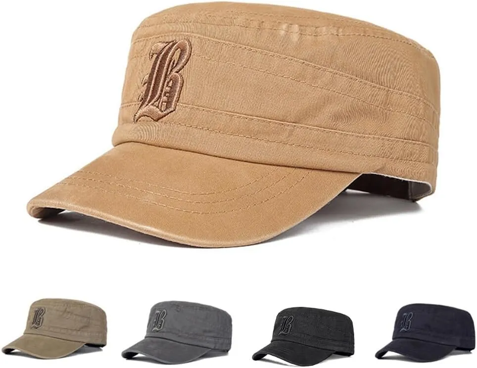 Zcargel Men Outdoor Flat Cap Casual Cap Flat Top Peaked Cap Sun-Proof Cap Short Brim Cap Adjustable Flat Cap Summer Flat Cap