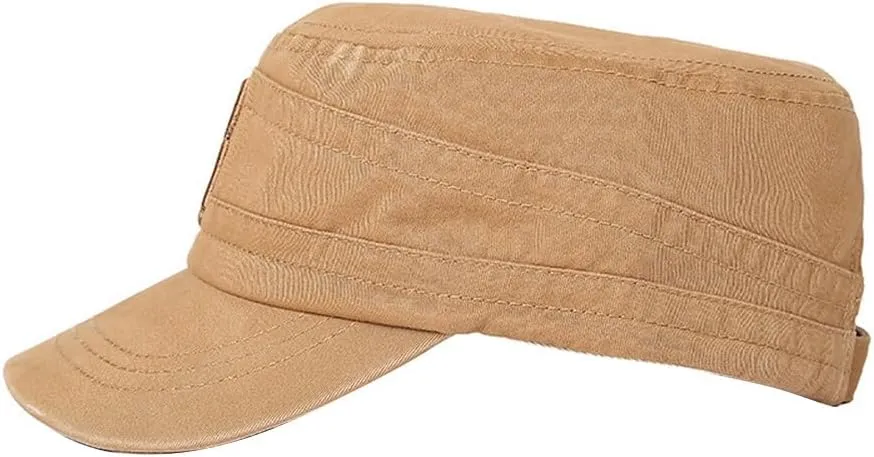 Zcargel Men Outdoor Flat Cap Casual Cap Flat Top Peaked Cap Sun-Proof Cap Short Brim Cap Adjustable Flat Cap Summer Flat Cap