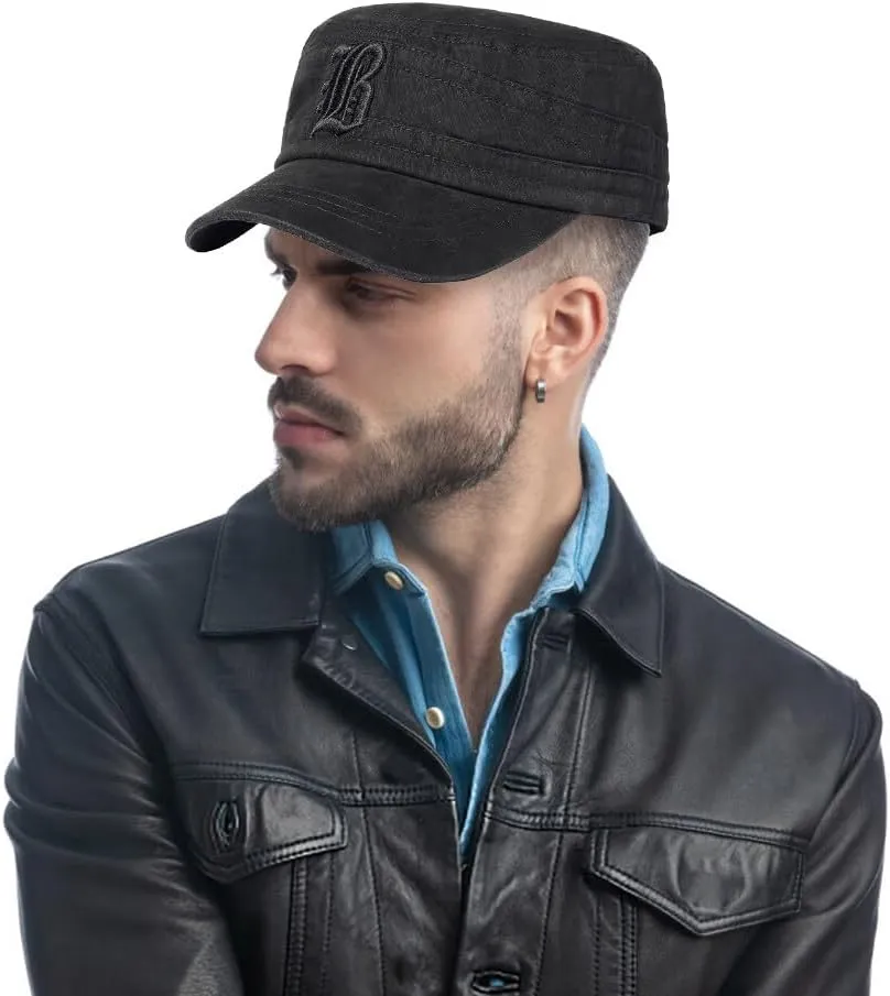 Zcargel Men Outdoor Flat Cap Casual Cap Flat Top Peaked Cap Sun-Proof Cap Short Brim Cap Adjustable Flat Cap Summer Flat Cap