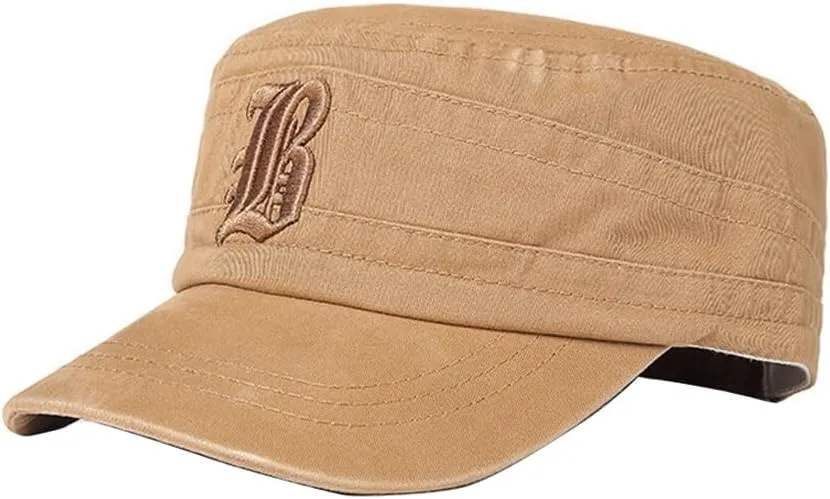 Zcargel Men Outdoor Flat Cap Casual Cap Flat Top Peaked Cap Sun-Proof Cap Short Brim Cap Adjustable Flat Cap Summer Flat Cap
