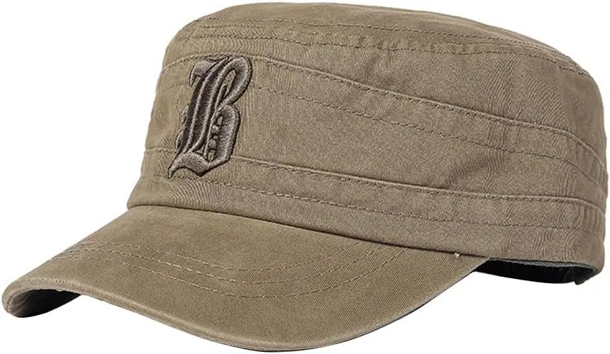 Zcargel Men Outdoor Flat Cap Casual Cap Flat Top Peaked Cap Sun-Proof Cap Short Brim Cap Adjustable Flat Cap Summer Flat Cap