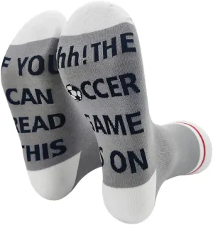 ZHANTUONE If You Can Read This Shh The Soccer Game Is On, Funny Cozy Breathable Printed Cotton Socks, Unisex Novelty Knitted Socks, Gifts for Soccer Lover TV Series Lover, Sports Gifts for Fans